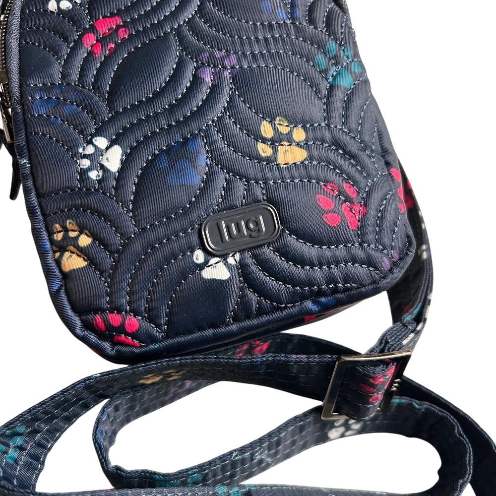 Lug Skeeter Mini Convertible RFID Crossbody Bag Paws Navy Print - Picture 3 of 15